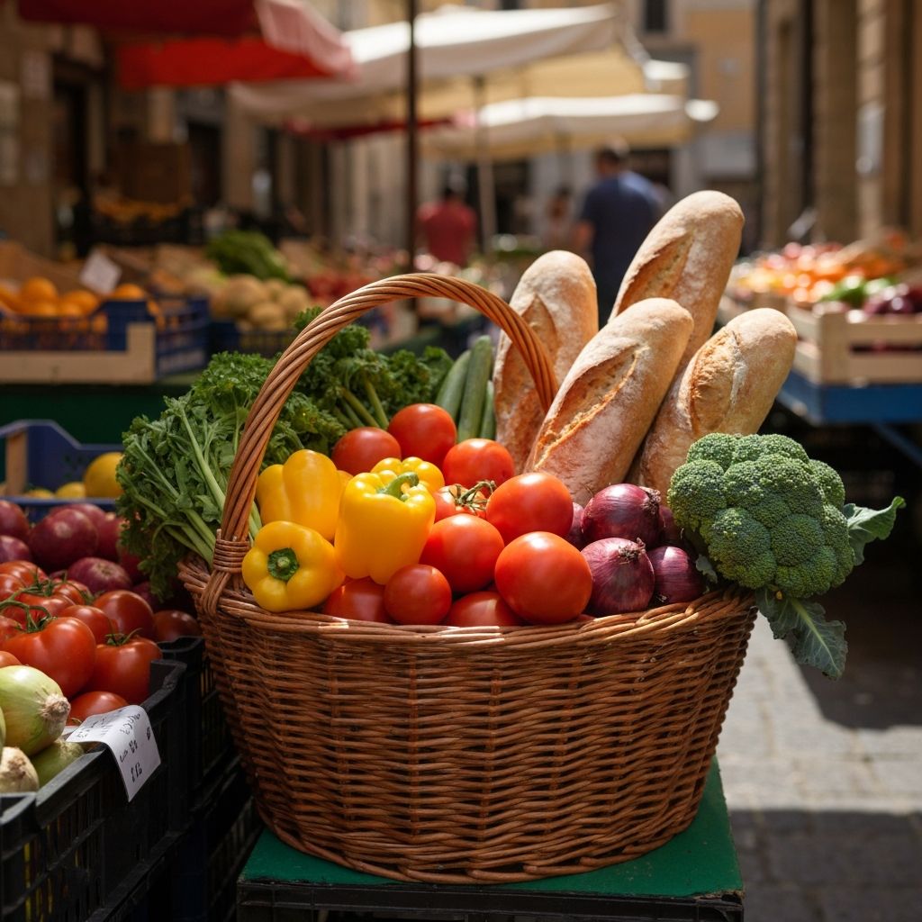 Cesto della spesa con prodotti freschi